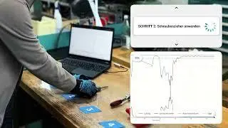 Worker using a Mimetik glove while action data is visualized